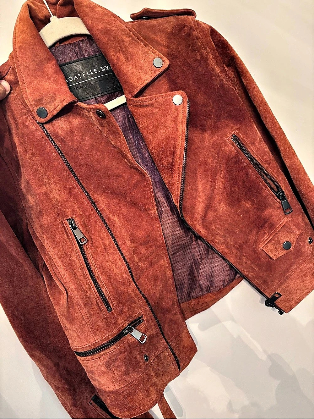 Bagatelle.NYC Leather Moto Jacket in Orange Size Small